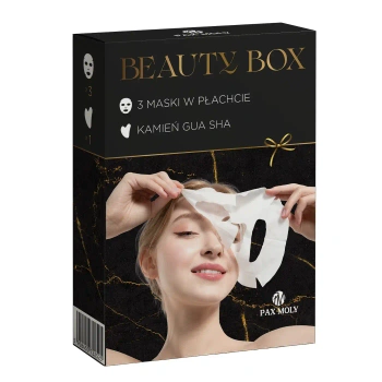Zestaw Beauty Set 3x maseczka to twarzy + kamień Gua Sha, Pax Moly, 3x25ml + 1szt.