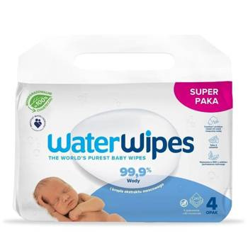 Chusteczki nawilżane dla dzieci i niemowląt Bio, WaterWipes, 4x60 szt.