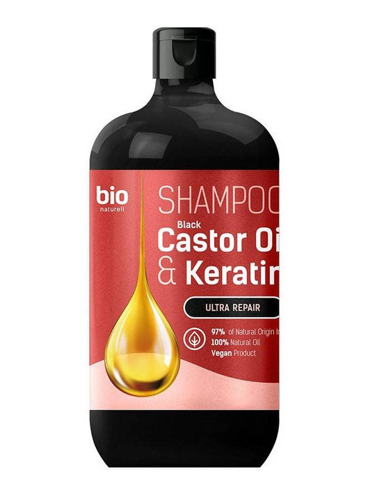 Szampon do włosów czarny olej rycynowy & keratyna, Bio Naturell, 946 ml