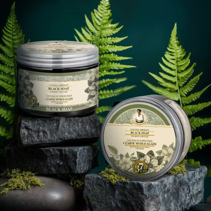 Czarne mydło do ciała i włosów, Babuszka Agafia, 500 ml