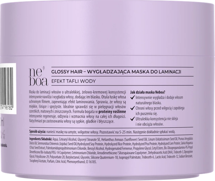 Maska do laminacji włosów wygładzająca, Glossy Hair, Neboa, 300ml