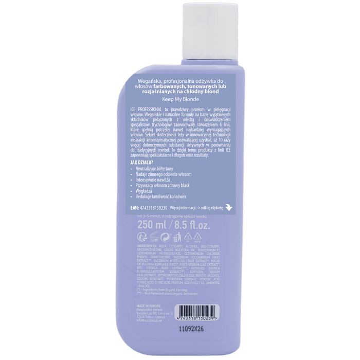 Profesjonalna odżywka do włosów farbowanych,Keep My Blonde, Ice Professional, 250 ml