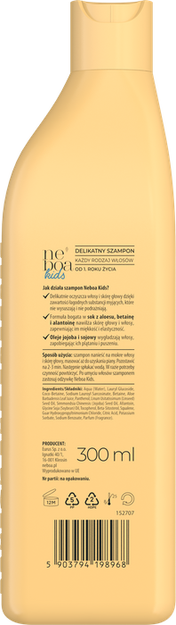 Delikatny szampon do codziennego stosowania, Neboa Kids, 300 ml