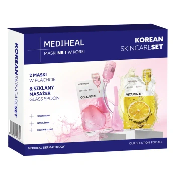 Zestaw odmładzająco-energizujący 2 maski i masażer glass spoon, Mediheal, 2x24ml + 1szt