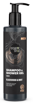 Szampon i żel pod prysznic 2w1 dla mężczyzn, Blackwood & Mint, Organic Shop, 280 ml