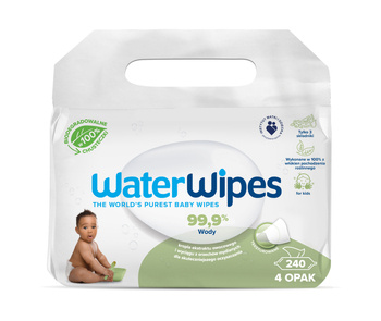 OUTLET Chusteczki nawilżane dla dzieci i niemowląt, WaterWipes  4x60 szt.