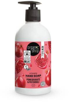 Witaminowe mydło do rąk w płynie Granat i Paczula, Organic Shop, 500 ml