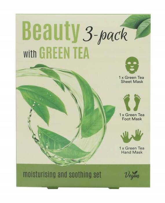 Beauty 3pack Green Tea zestaw nawilżająco-kojących masek w płachcie, ECHOLUX